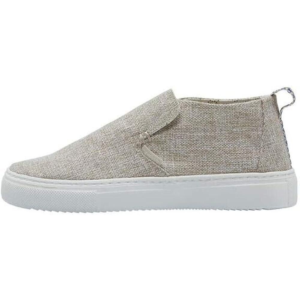 Hey Dude Peyton Gray Linen Beige Slip On Comfort Shoes Sneakers Womans Size 7